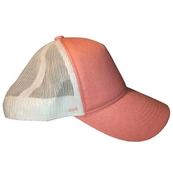 Cabela's 5-Panel Mesh-Back Trucker Cap Ladies Fit Snap Back Hat Pink/White OS - Picture 2 of 8